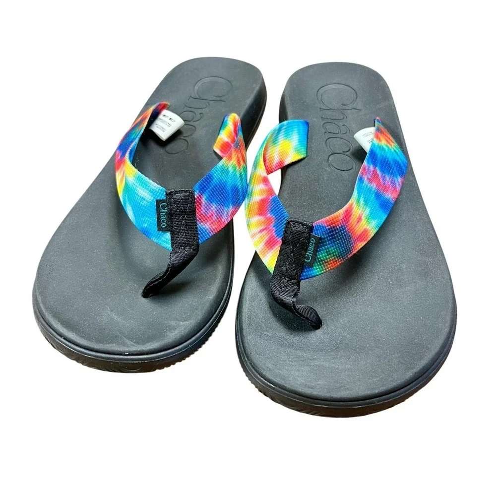 CHACO Chillos Flip Flop Sandals Mens 9‎ Tie Dye Beach Festival Hippie Pool Lake